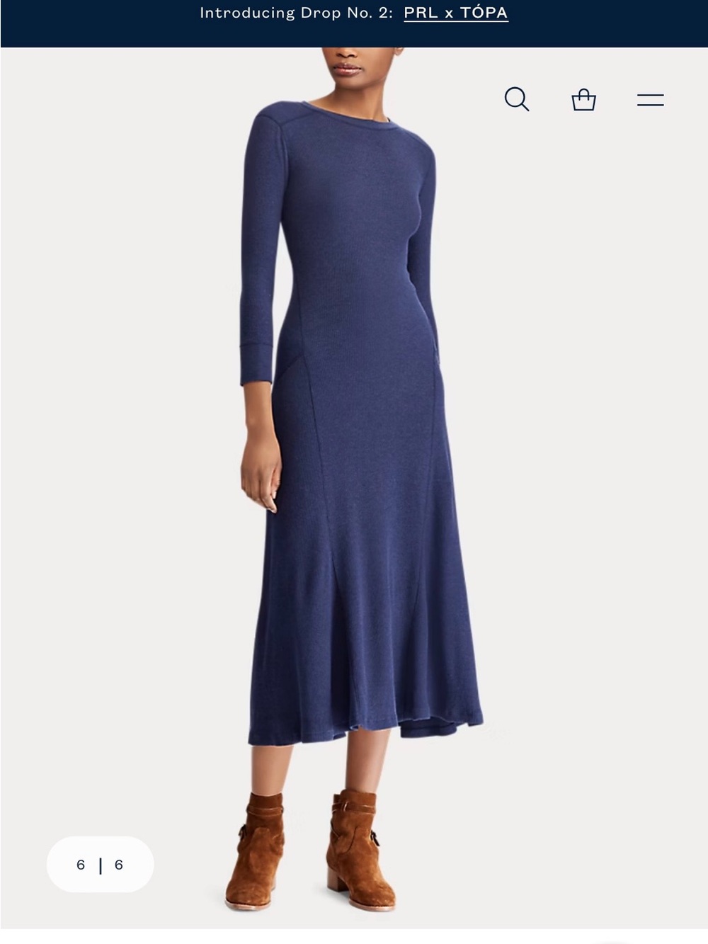 Polo by Ralph Lauren Navy Long-Sleeve Knit Midi Dress